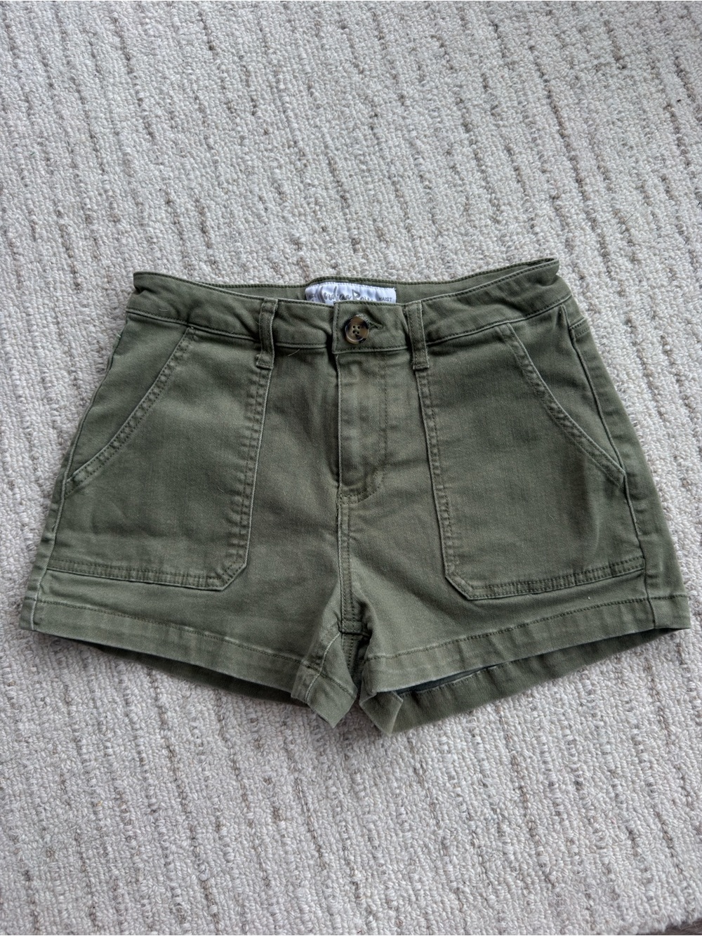 Olive High-Waist Cargo Utility Shorts Size 28